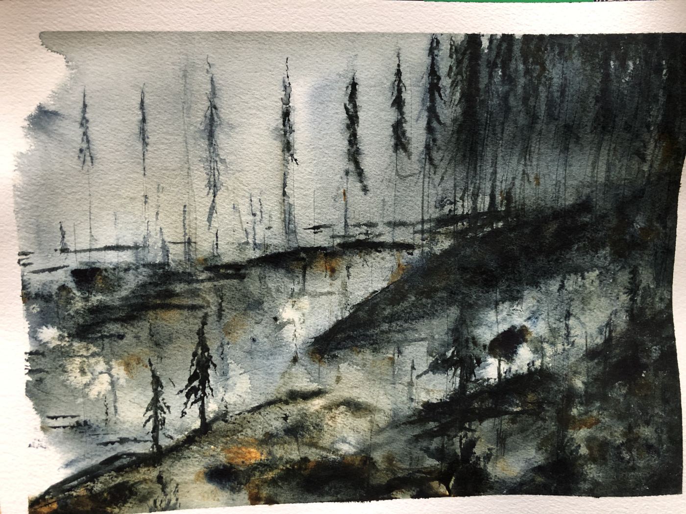 Tystnad — akvarell
